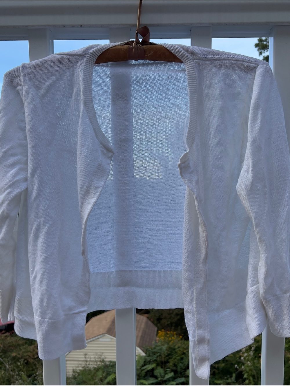 Ann Taylor White Open-Front Lightweight Cardigan